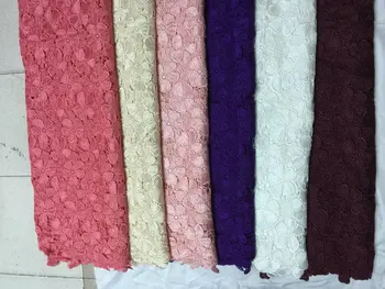

6 colors 2017 High quality Latest African Tulle Lace cord water soluble guipure fabric french nigerian party dresses