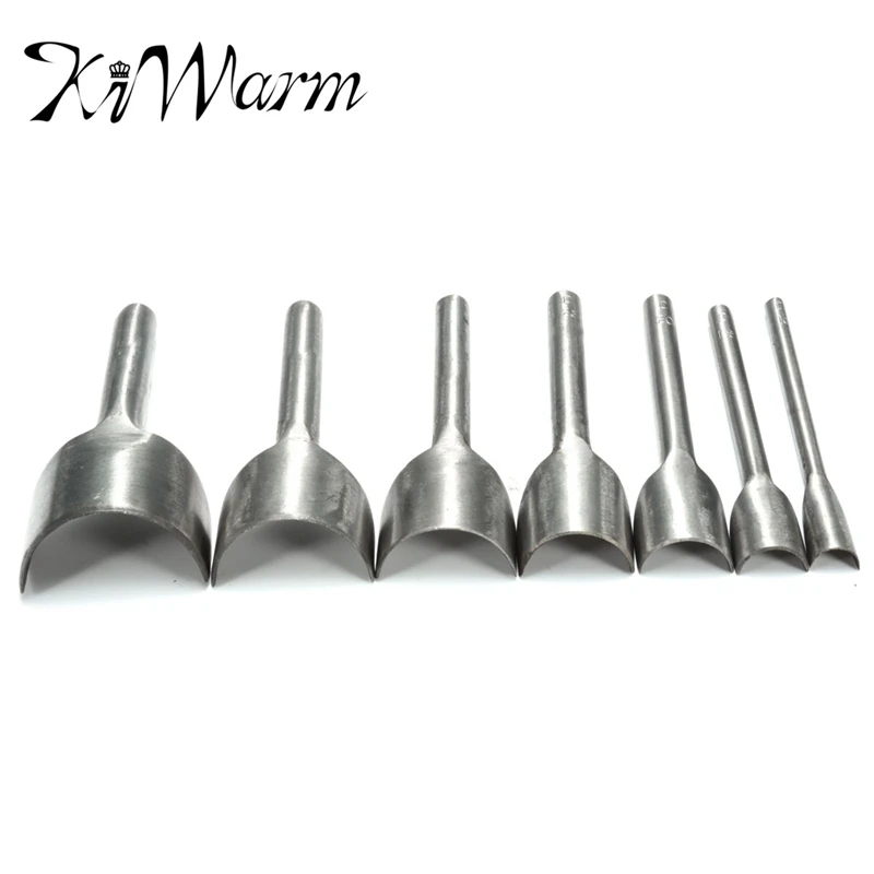 

KiWarm 7Pcs/Set Steel Leather Craft Half Round Cutter Punch Strap Tools Set For Home DIY Handwork Belt Wallet End Supply 10-40MM