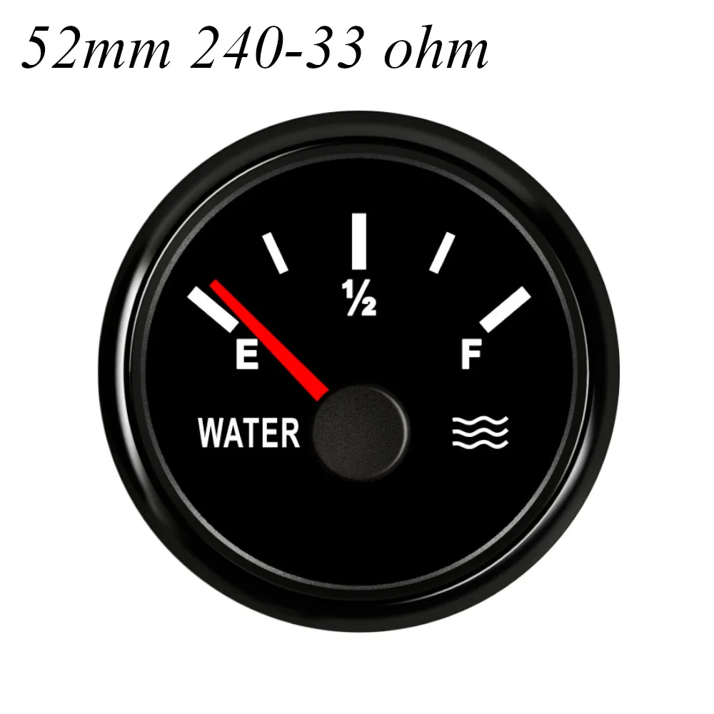 52 мм 0-190ohm 240-33ohm цифровой датчик уровня жидкости метр уровень воды в резервуаре индикатор измерителя для автомобиля морской лодки подсветка - Цвет: Black 240-33 ohms