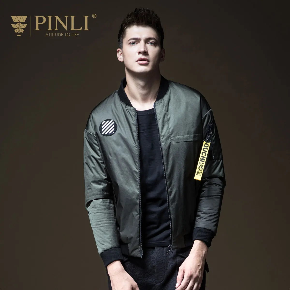 Зимние куртки для мужчин s Chaquetas Hombre Pinli Pin, новая осенняя мужская одежда, Бейсбольный воротник, хлопковое пальто, куртка B183405564 - Цвет: see chart