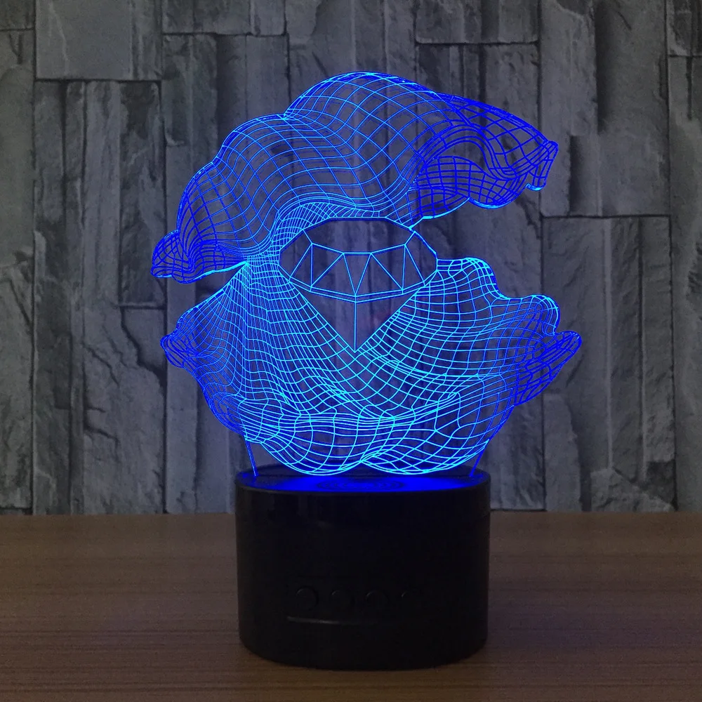 Mother Of Pearl 3d Night Light Led 7 Color Changing Shell Desk