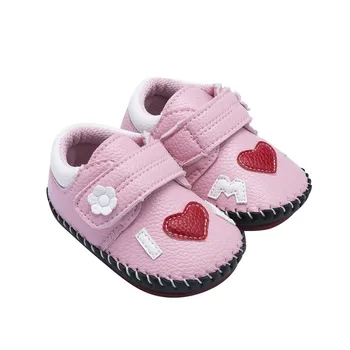 

2019 Baby Shoes Soft Sole Newborn Infant First Walkers Love Pattern Cute Shoe With PU Leather Rubber Sole 0-12M H