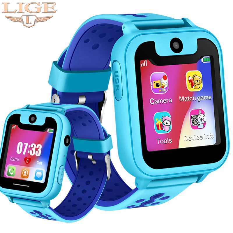 LIGE New Kids Watches Children Smart Watch LBS base station positioning anti-lost SOS Call LED Color Touch Screen  Baby watch