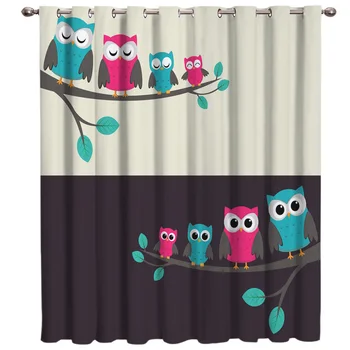 

Colour Cartoon Owl Window Treatments Curtains Valance Window Curtains Dark Window Blinds Living Room Decor Bathroom Outdoor