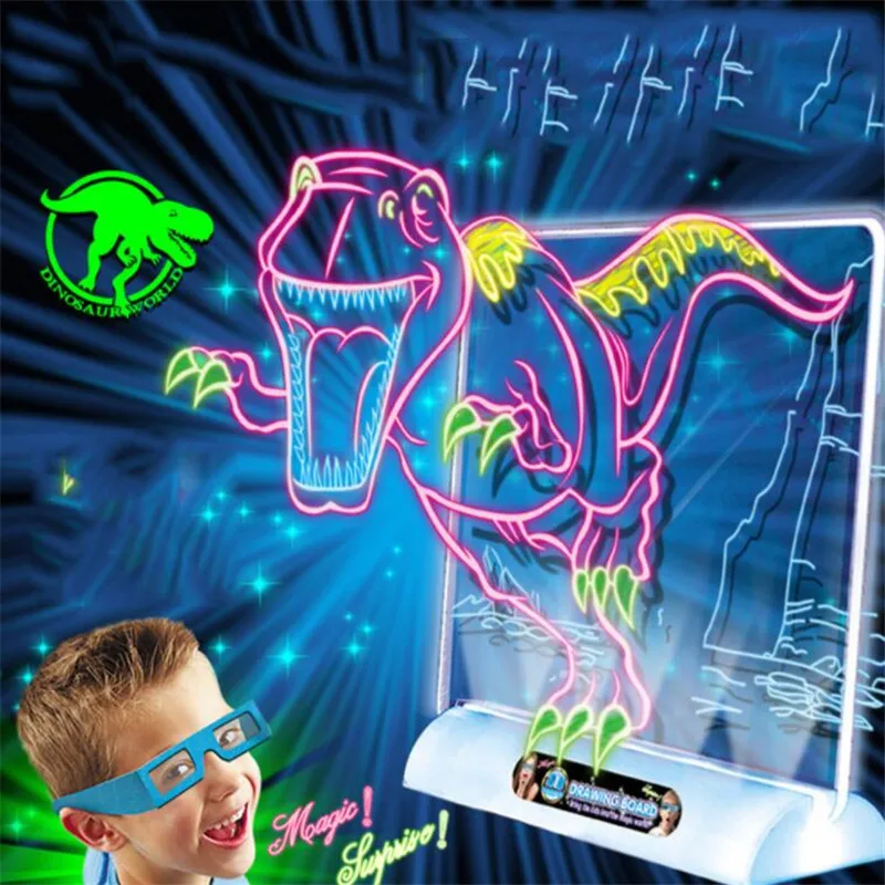 3D светильник доска для рисования динозавра игрушки LCD раннее образование
