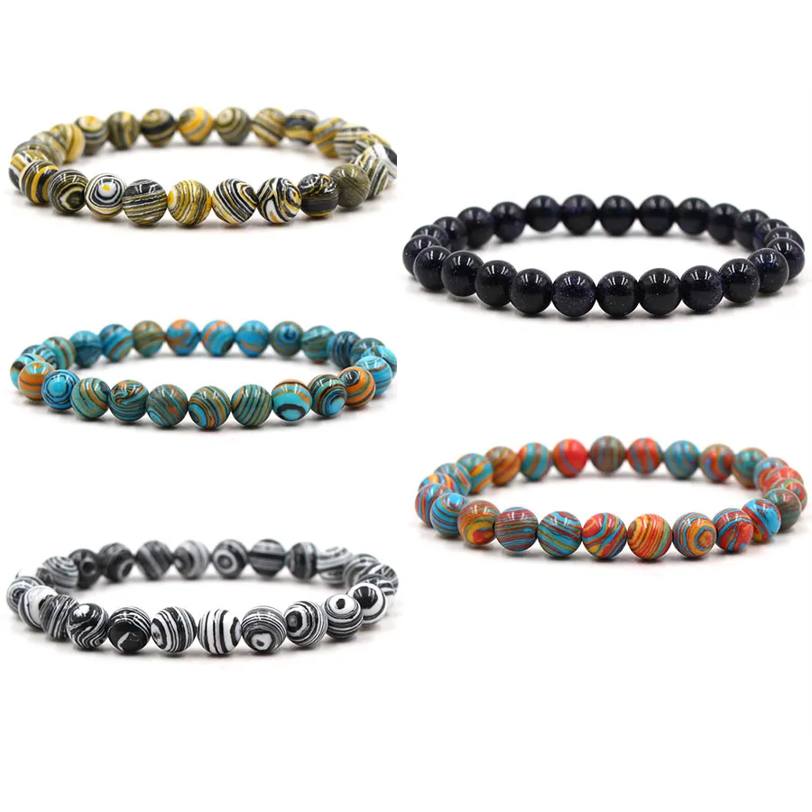 

Trendy 8MM Black Lava Stone Beads Bracele For Women Men Couple Bangles Jewelry