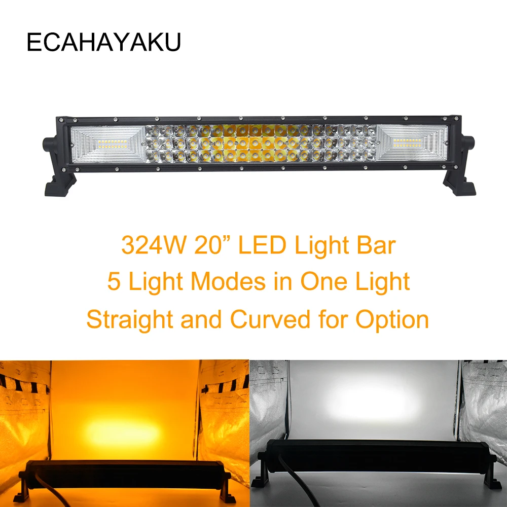 

ECAHAYAKU 20inch 324W Led Light Bar 5 light mode Combo Led Beams Auto Work Light for Jeep ATV Lada Niva 4x4 Off Road 12V Led Bar