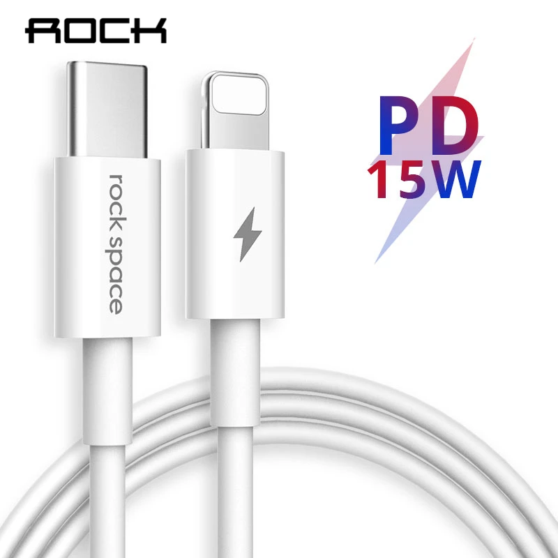 ROCK PD cable Type C to Lighting Charging cord 15W for iPhone X 8 XR XS