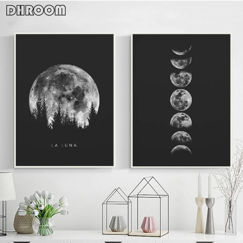 Affiche De Lune Complete Minimaliste Noir Blanc Phases De Lune Systeme Solaire Peinture Sur Toile Decoration Pour Salon Aliexpress Affiche De Lune Complete Minimaliste Noir Blanc Phases De Lune Systeme Solaire Peinture Sur Toile Decoration Pour Salon Aliexpress