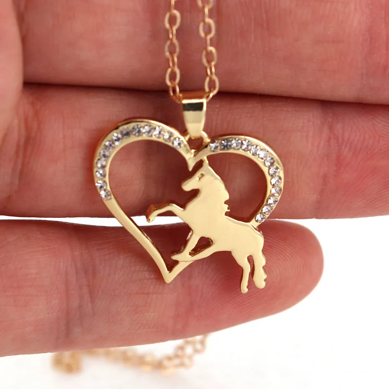 Hzew бегущая лошадь и сердце ожерелье-подвеска животное ожерелья подарок