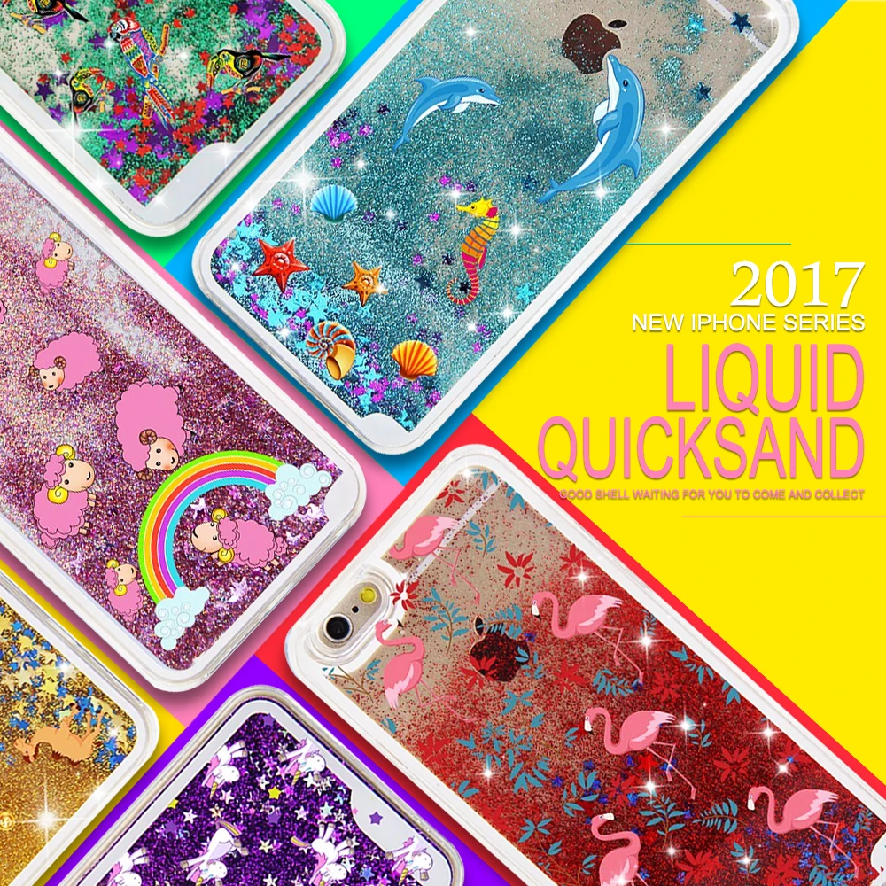 

For iPhone 5 5S Glittery Stars Case Beautiful Popular Colour Unicorn Dolphin 3D Print Quicksand Gift Phone Case For iphone 4S 4