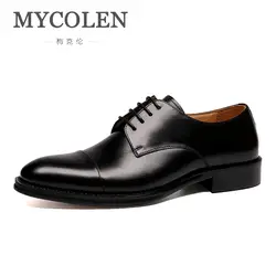 MYCOLEN/мужские кожаные туфли с круглым носком; деловая брендовая дизайнерская мужская обувь с костюмом; свадебные туфли; sapatos masculino Social