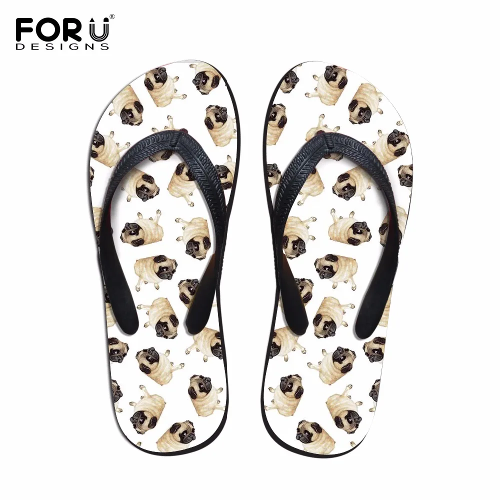 FORUDESIGNS/Новые модные женские шлепанцы без шнуровки с милыми животными мопса