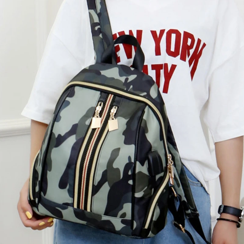 

Waterproof Nylon Women 1119A Headphone Backpacks USB Charge Shoulder Bags
