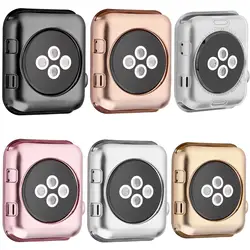 Новый 6 цветов позолота Мягкий силиконовый чехол для Apple Watch Series 1 2 3 крышка Полный Средства ухода за кожей защиты Часы Cover группа 42 мм 38 мм