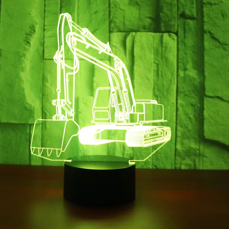 

3D LED Night Light Excavating machinery digger excavator with 7 Colors Light for Home Decoration Lamp Amazing Visualization