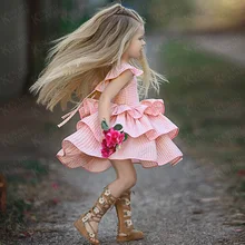 Платье принцессы в клетку для детей 2-7 лет; платья для маленьких девочек; костюм для детей; коллекция года; детская одежда для девочек; одежда для дня рождения