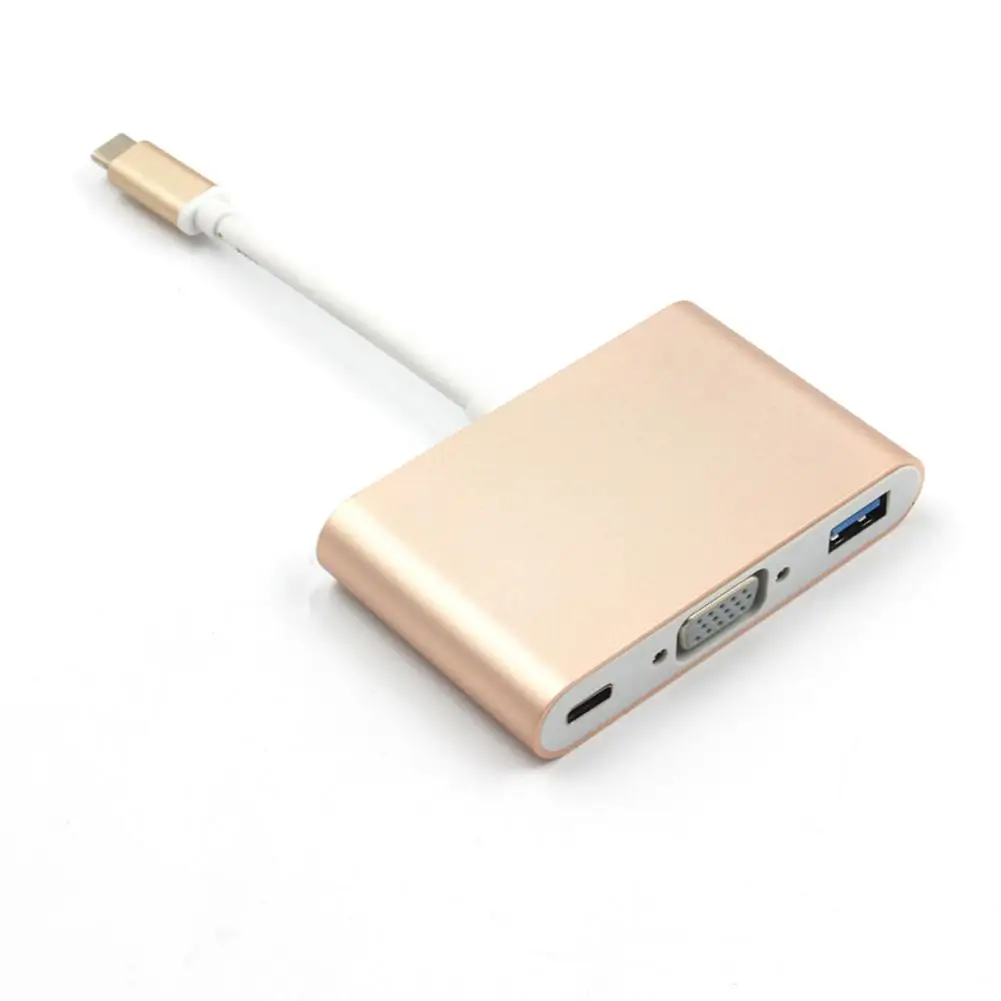 Новый USB 3,1 Тип C VGA USB 3,0 USB-C зарядки видео конвертер концентратор Кабель-адаптер