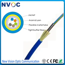 Одномодовый, G652D(0,6 или 0,9 мм плотное буферное волокно), ПВХ LSZH куртка, мини 6 ядер SM внутренний бронированный волоконно-оптический кабель