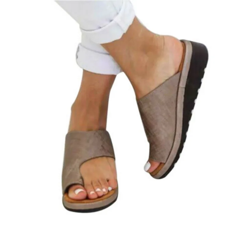MoneRffi/Модная женская уличная обувь на среднем каблуке; удобные сандалии с мягкой подошвой; нескользящие Повседневные тапочки; пляжная обувь; коллекция года - Цвет: Bronze