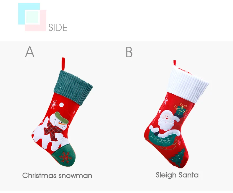 04 inhoo 18 inch Christmas socks children Christmas tree decoration hanging socks Santa Claus Candy Bag Christmas gift bag Ornament