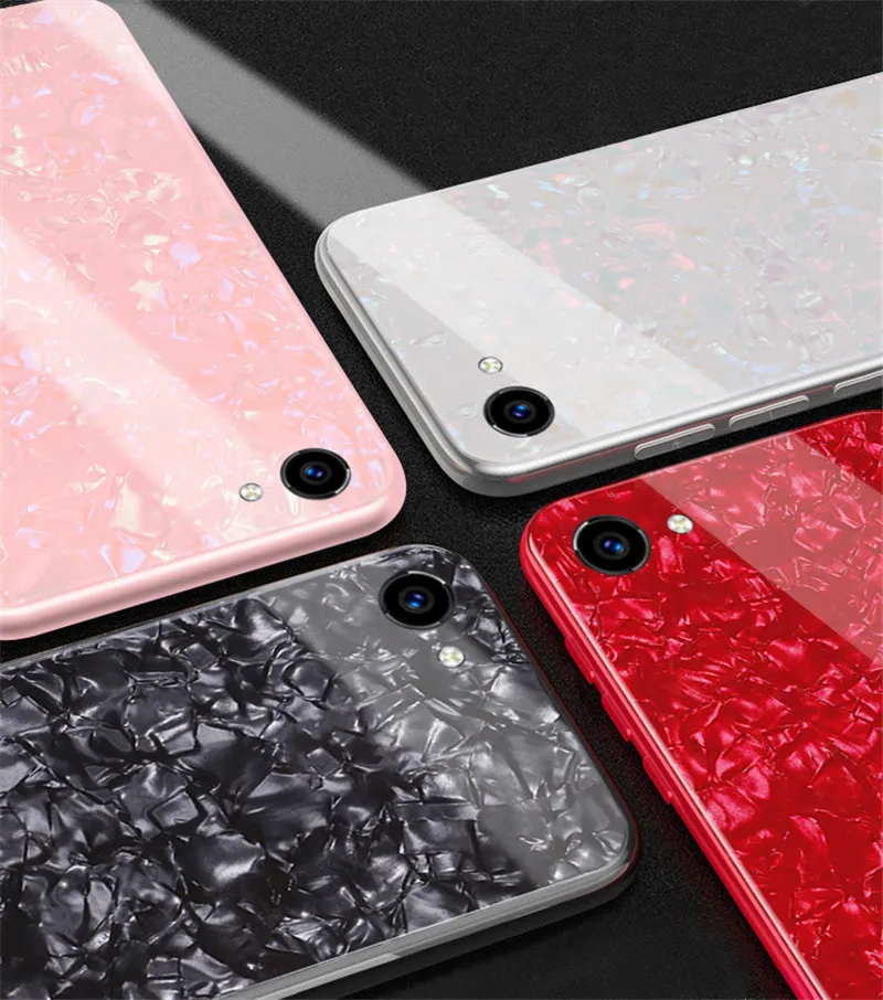 ДЛЯ vivo Y83 закаленное Стекло Футляр обычный блеск раковины Зерна Чехол для Гладкая
