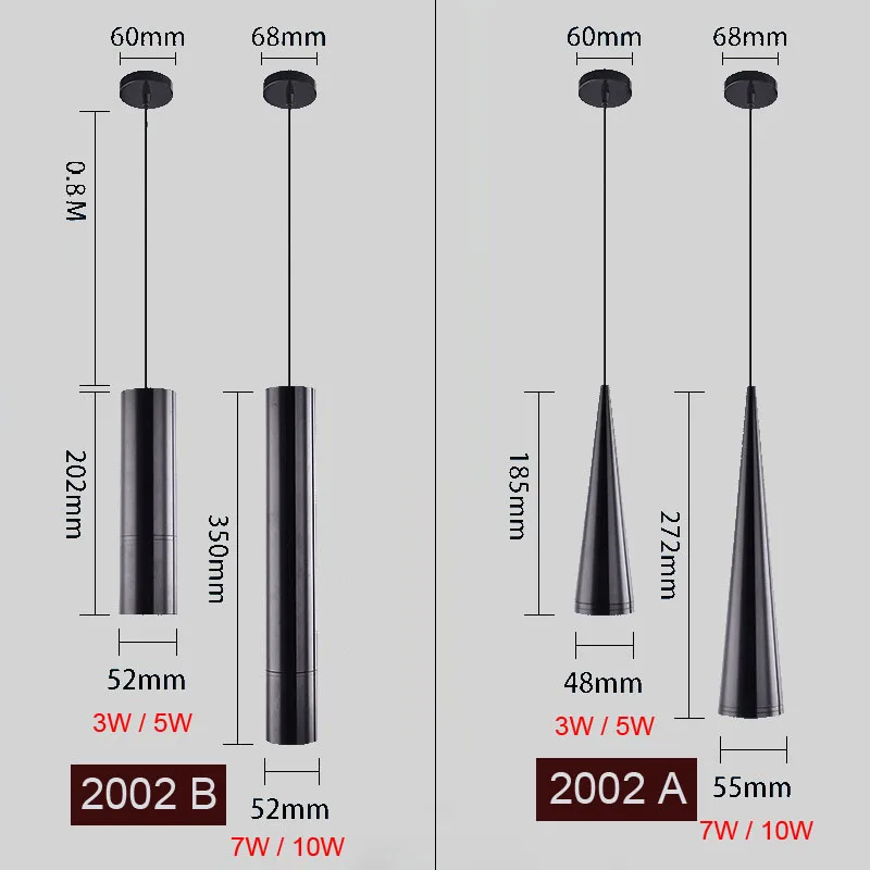 1 шт., современный светодиодный подвесной светильник с длинной трубкой, простой скандинавский ресторан/столовая/барная цилиндрическая подвеска, 5 Вт/7 Вт/10 Вт, фонари