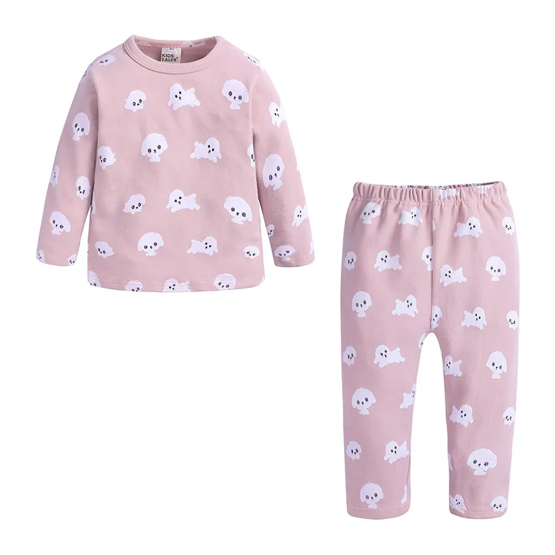 

Pink Girls Pajamas Set,Long Sleeve Cotton Pajamas for Kids