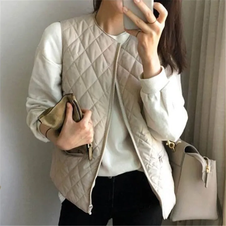 

2019 Women Solid Sleeveless Autumn Winter Jacket Thin Coat Warm Jacket Jacket Zipper Outwears Manteau Femme Free Shipping