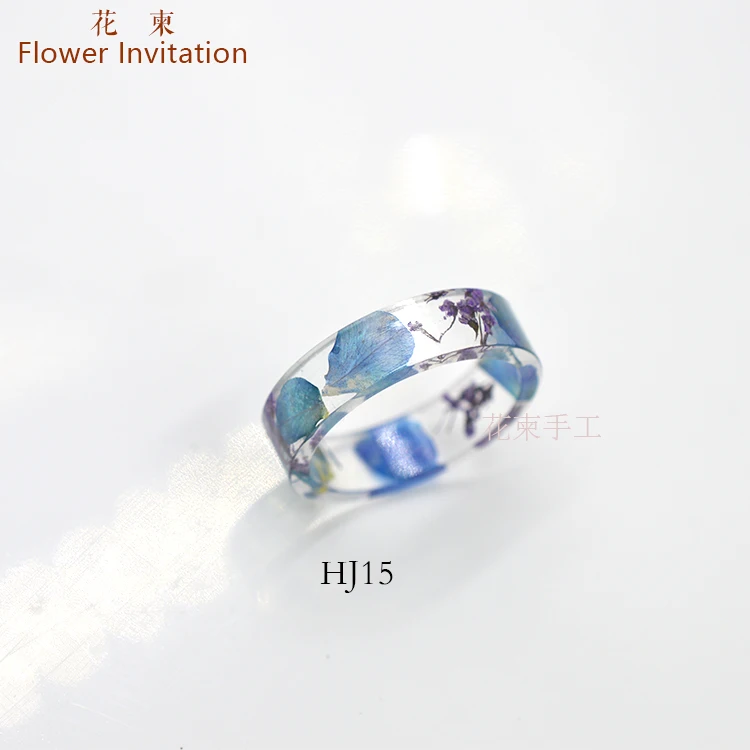 

Flower Invitation Finished Ring / DIY Hand Plant Specimen Natural Dried Flower leaves Resin Ring HJ15