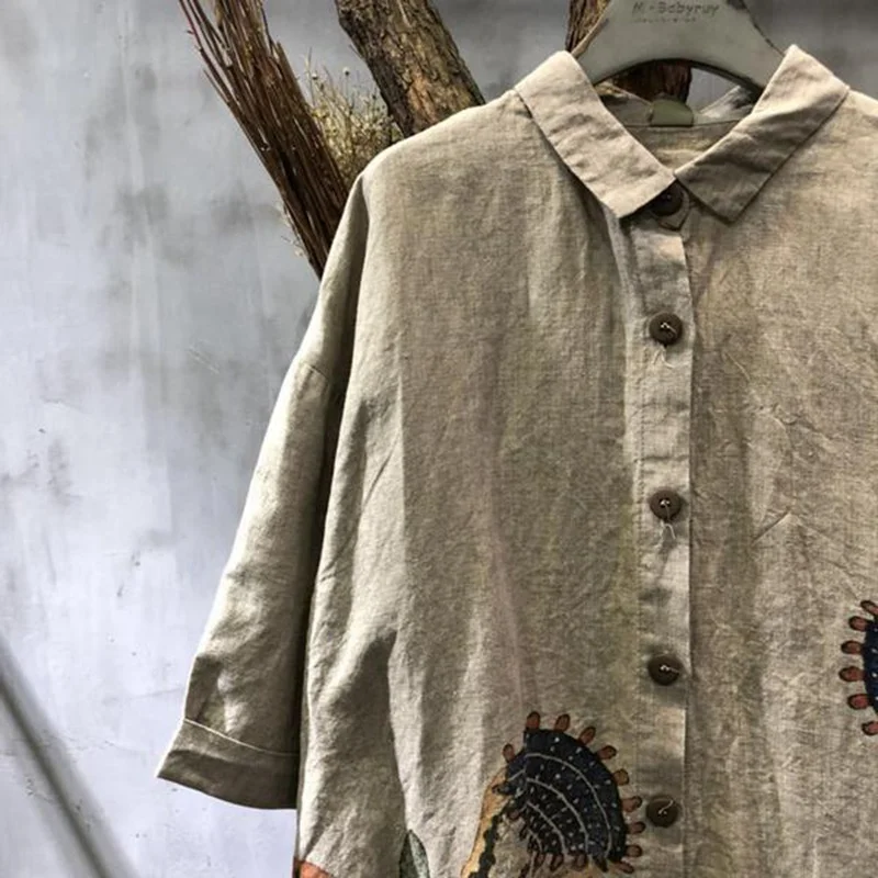 WUZHONGREN 2018 Spring Summer Blouse Women Shirt Half Sleeve Tops Loose Fit Cotton and linen Top Casual Shirt For Ladies Blouses