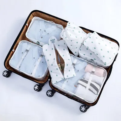 7 шт. дорожные сумки набор Водонепроницаемый Упаковка куб портативный чемодан органайзер для одежды сумка для хранения аксессуары для путешествий - Цвет: white cactus