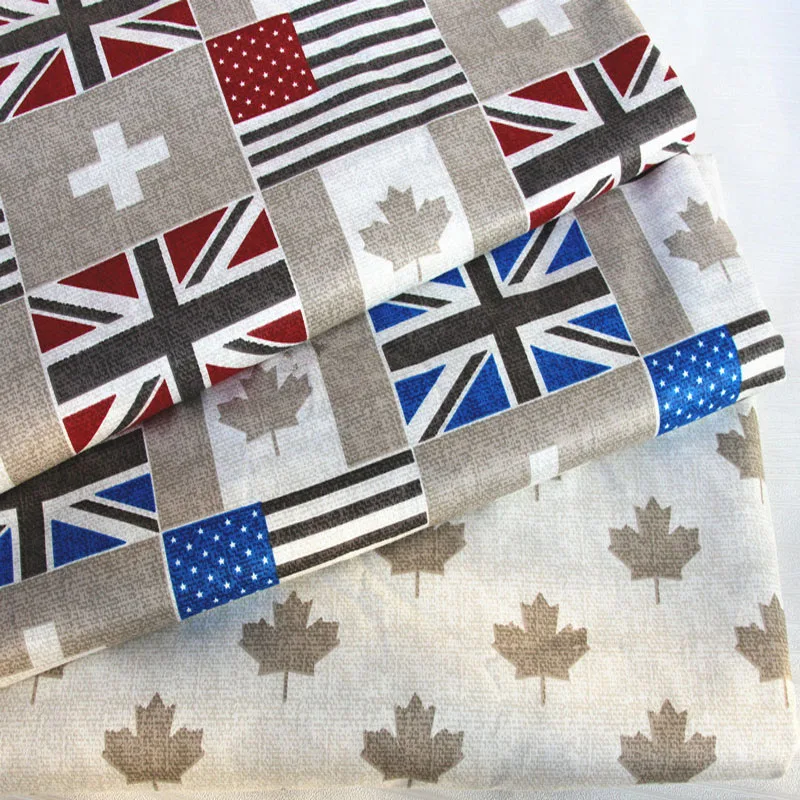 

Pretty Canada Maple UK USA flag Design Printed 100% Cotton Fabric For DIY Sewing Quilting Baby Bedding Tilda Cloth Patchwork