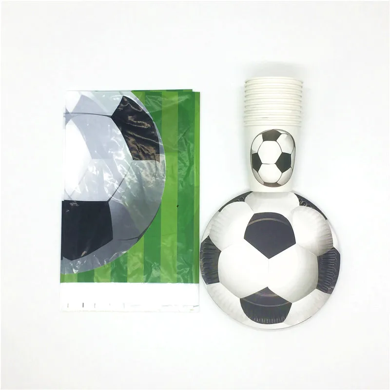 

41Pcs/Lot White Football Theme Design Worldcup Paper Disposable Cup Plate Graduation Father's Day Decoration Soccor Theme Supply