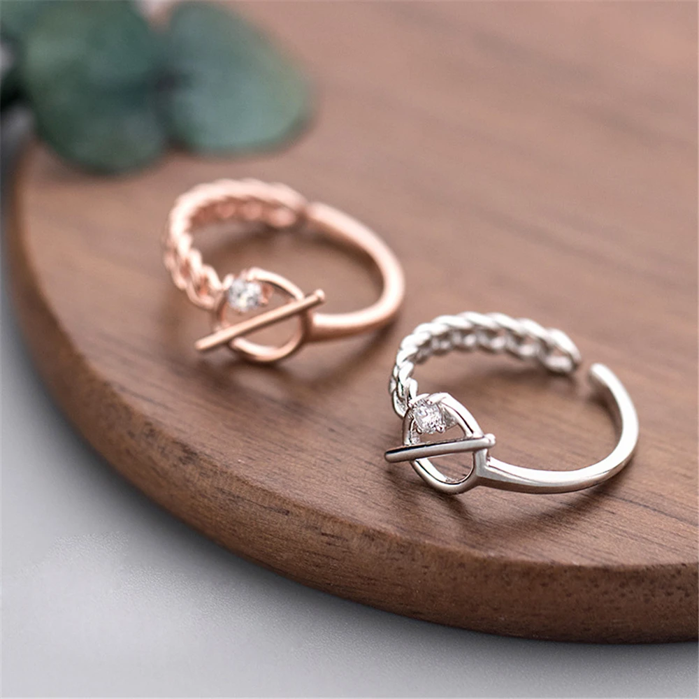 

Rose Gold Ring Anillos Real 925 Silver Jewelry Vintage Charm Minimalism Gift Haut Femme Bague Femme Aneis Punk Rings for Women