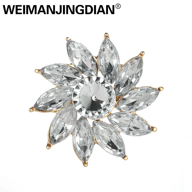 

WEIMANJINGDIAN New Arrival Crystal Flower Brooch Pins for Women or Wedding Bouquets in Assorted Colors