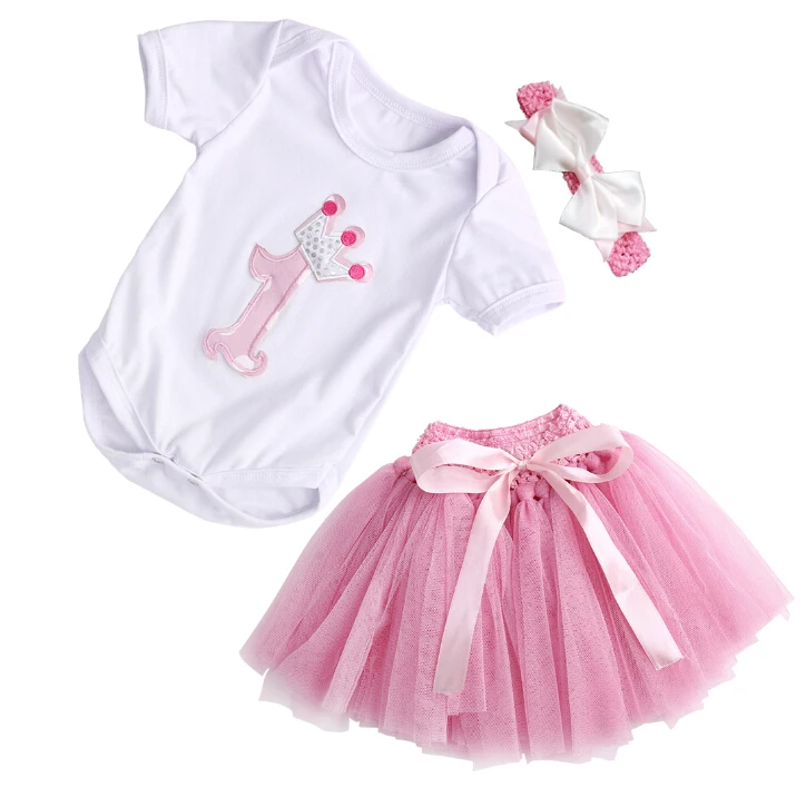 3PCS Baby Girl Clothing Sets 1st Birthday Gift Head bands Ball Tuttle