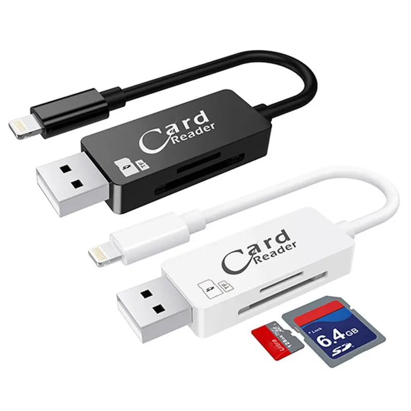 Baseqi 2 в 1 Тип-C/Lightning/Micro USB/USB 2.0 Устройство чтения карт памяти Micro SD картридер для Android IPad/iPhone 7 плюс 6s5s