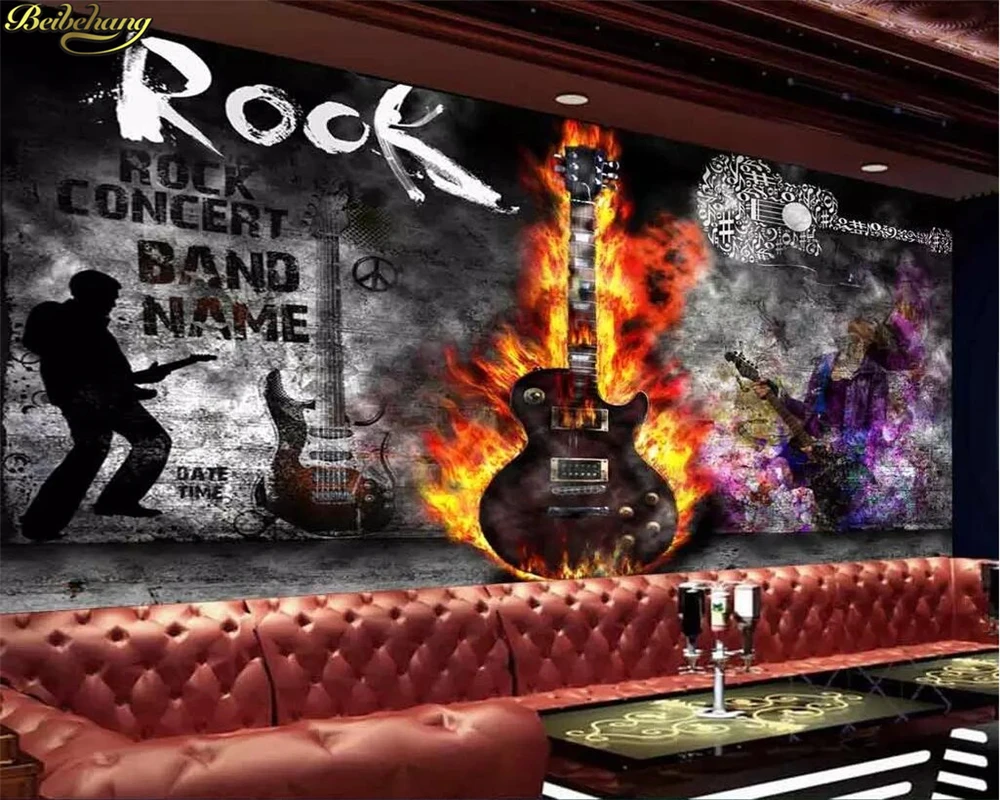 beibehang Custom wallpaper mural guitar rock KTV music bar tooling wall papers home decor papel de parede 3d wallpaper beibehang Custom wallpaper mural guitar rock KTV music bar tooling wall papers home decor papel de parede 3d wallpaper