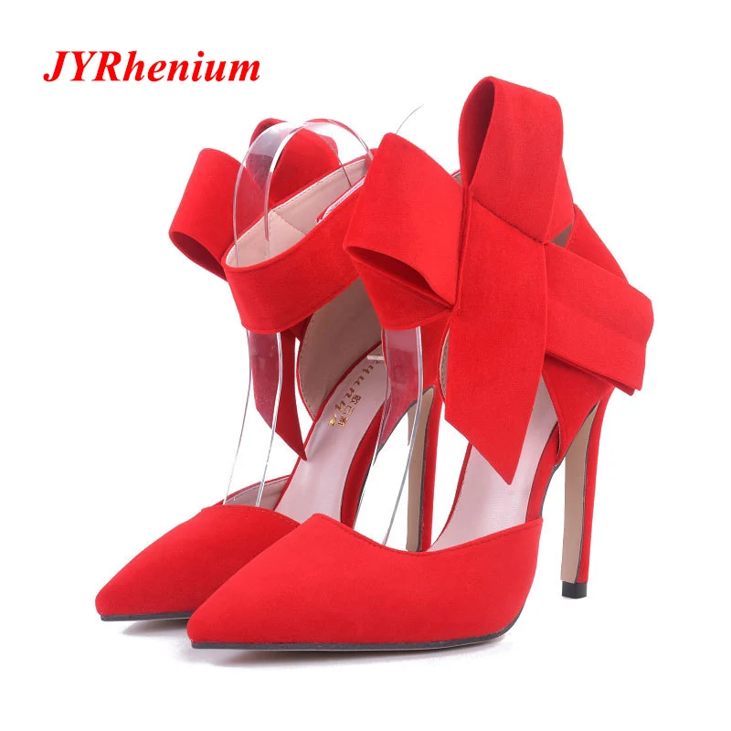 JYRhenium 2018 Plus Size 35-41 Fashion Delicate Sweet Bow knot High Heel Shoes Side Hollow Pointed Women Pumps Party Dress Heels цена JYRhenium 2018 Plus Size 35-41 Fashion Delicate Sweet Bow knot High Heel Shoes Side Hollow Pointed Women Pumps Party Dress Heels цены онлайн