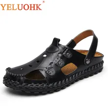 Модные мужские сандалии; удобные сандалии ручной работы из мягкой кожи; Мужская Летняя обувь года; цвет коричневый, черный