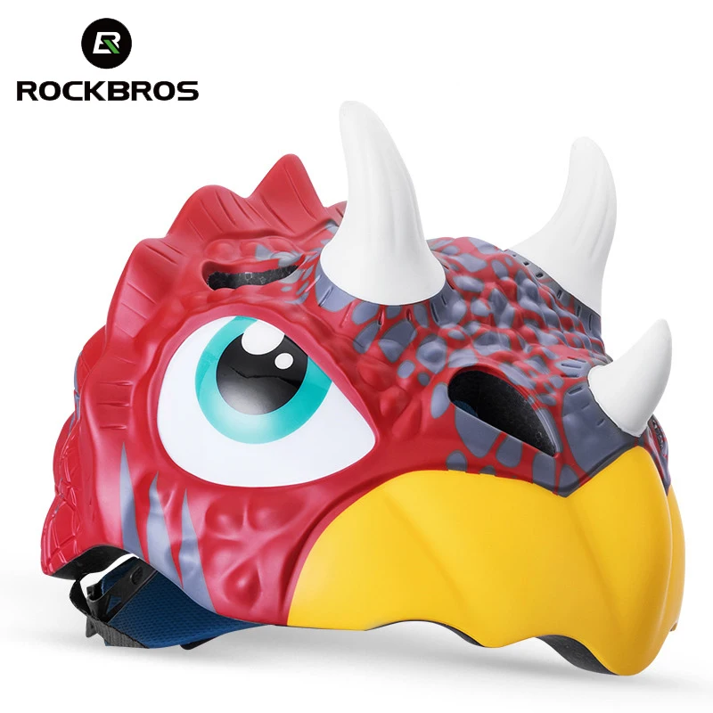 

ROCKBROS Bicycle Cycling Helmets For Child Cartoon Mtb Road Bike Helmet Safety Kids Toddler Pulley Dinosaur Ciclismo Helmets