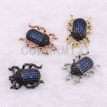 

High quality beetles micro pave colorful Zircon insect pendant Mix color big bugs inset charms jewelry pendant fashion 3724