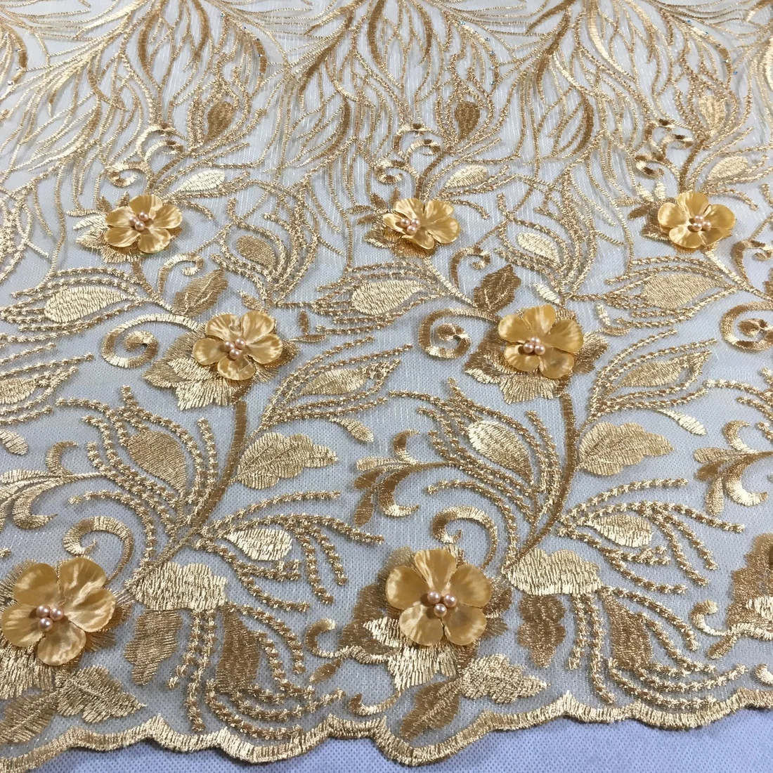 Золотая африканская кружевная ткань вышитая нигерийская Свадебная кружевная ткань высокого качества французский Тюль кружевная ткань бусины камни LHX11D