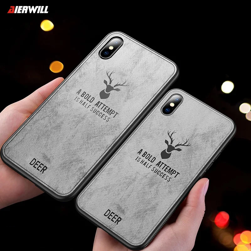 Бампер чехол для iPhone XS max TPU силиконовый ПК ударопрочный ткань олень задняя крышка