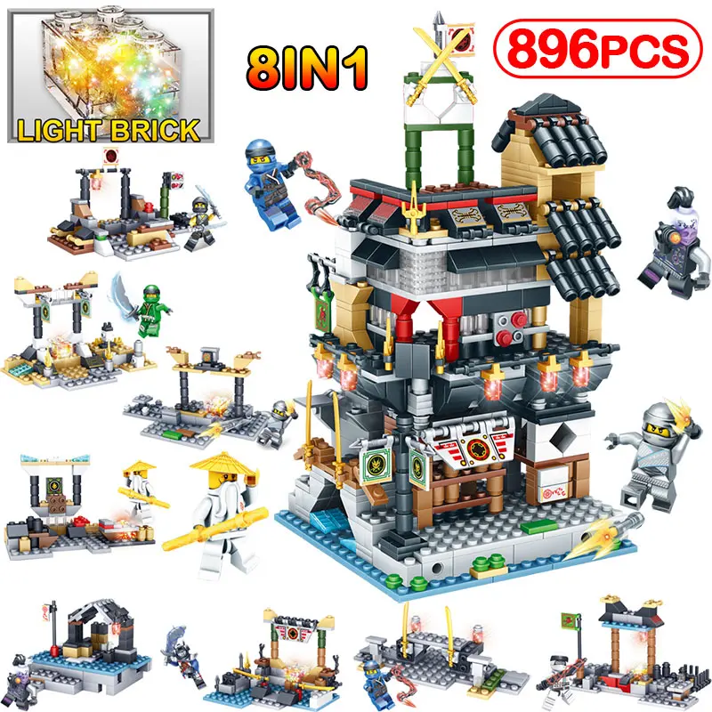 

896pcs LED Crystal Light Building Blocks Brick Kai Compatible Legoinglys Ninjago 3D Palace Model Educational Toy For Kids Gifts