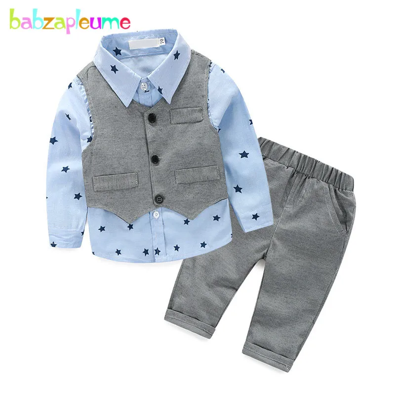 3 предмета, одежда для маленьких мальчиков 0-2 лет на весну и осень, костюм джентльмена, жилет+ футболка+ штаны, комплект одежды для новорожденных, одежда для первого дня рождения, BC1169