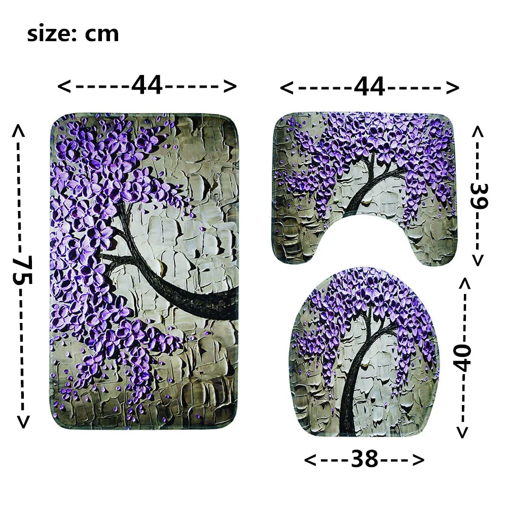 Коврик для унитаза с рисунком дерева из трех частей Противоскользящий коврик принадлежности для ванной комнаты
