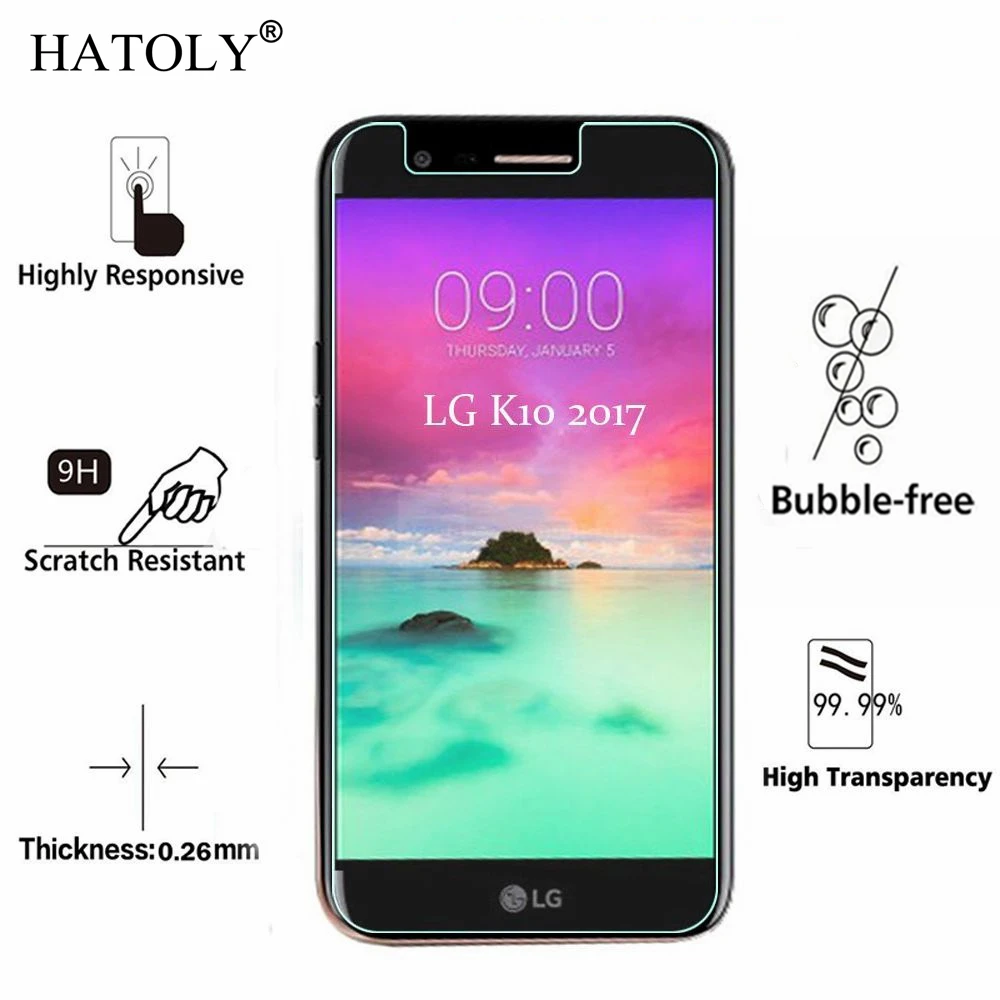 

2PCS Tempered Glass For LG K10 2017 M250 Ultra-thin Screen Protector for LG K10 2017 X400 Film For LG K20 Plus M250 Glass HATOLY