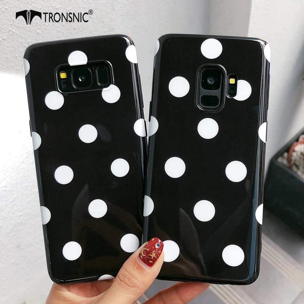 

Tronsnic Polka Dots Phone Case for Samsung S7 edge S8 S9 Plus Black White Shiny Silicone Cases for Smasung Note 8 Note 9 Covers